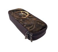BNVSADC Cool Steampunk Gears Printed PU Leather Flip Pencil Case, Cute Pencil Box Pen Bag Stationery Organizer Makeup Bag for School Office Travel
