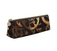 BNVSADC Cool Steampunk Gears Printed Triangle Pencil Case Leather Pencil Pouch Cute Stationery Pencil Pen Bag for School Office Travel