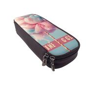 BNVSADC Cotton Candy Printed PU Leather Flip Pencil Case, Cute Pencil Box Pen Bag Stationery Organizer Makeup Bag for School Office Travel