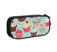 BNVSADC Cupcake Pattern Printed Pencil Case Large Pen Bag Cute Pencil Box Pouch Office School Stationery Organizer for Girls Boys, Black