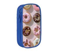 BNVSADC Cupcakes Donuts Muffins Sugar Printed Pencil Case for Girls Boys, Large Capacity Pencil Pouch Cute Pencil Box Adult Makeup Bag with 2 Compartments, Blue