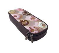 BNVSADC Cupcakes Donuts Muffins Sugar Printed PU Leather Flip Pencil Case, Cute Pencil Box Pen Bag Stationery Organizer Makeup Bag for School Office Travel