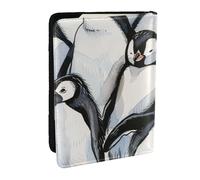 BNVSADC Cute Baby Penguins Sketch Printed Passport Holder Travel PU Leather Passport Cover Case Organiser for Men Women, 6.5 inch