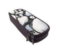 BNVSADC Cute Baby Penguins Sketch Printed PU Leather Flip Pencil Case, Cute Pencil Box Pen Bag Stationery Organizer Makeup Bag for School Office Travel