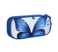 BNVSADC Cute Blue Butterfly Printed Pencil Case Large Pen Bag Cute Pencil Box Pouch Office School Stationery Organizer for Girls Boys, Blue