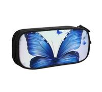 BNVSADC Cute Blue Butterfly Printed Pencil Case Large Pen Bag Cute Pencil Box Pouch Office School Stationery Organizer for Girls Boys, Black