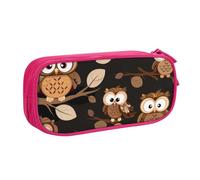 BNVSADC Cute Brown Cartoon Owls Printed Pencil Case Large Pen Bag Cute Pencil Box Pouch Office School Stationery Organizer for Girls Boys, Pink