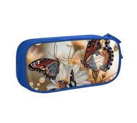 BNVSADC Cute Butterfly Flowers Printed Pencil Case Large Pen Bag Cute Pencil Box Pouch Office School Stationery Organizer for Girls Boys, Blue