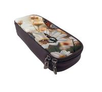 BNVSADC Cute Butterfly Flowers Printed PU Leather Flip Pencil Case, Cute Pencil Box Pen Bag Stationery Organizer Makeup Bag for School Office Travel