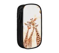 BNVSADC Cute Cartoon Funny Giraffes Printed Pencil Case for Girls Boys, Large Capacity Pencil Pouch Cute Pencil Box Adult Makeup Bag with 2 Compartments, Black