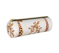 BNVSADC Cute Cartoon Funny Giraffes Printed Round Pencil Case Leather Pencil Pouch Cute Stationery Pencil Pen Bag for School Office Travel