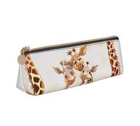BNVSADC Cute Cartoon Funny Giraffes Printed Triangle Pencil Case Leather Pencil Pouch Cute Stationery Pencil Pen Bag for School Office Travel