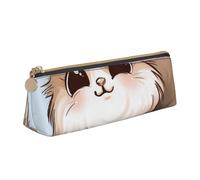 BNVSADC Cute Cartoon Pet Cat Printed Triangle Pencil Case Leather Pencil Pouch Cute Stationery Pencil Pen Bag for School Office Travel
