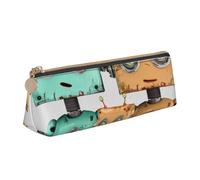 BNVSADC Cute Cartoon Robots Printed Triangle Pencil Case Leather Pencil Pouch Cute Stationery Pencil Pen Bag for School Office Travel