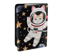 BNVSADC Cute cat Astronaut Printed Passport Holder Travel PU Leather Passport Cover Case Organiser for Men Women, 6.5 inch