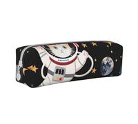 BNVSADC Cute cat Astronaut Printed Pencil Case Leather Pencil Pouch Cute Stationery Pencil Pen Bag with Zipper for School Office Travel