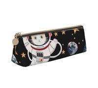 BNVSADC Cute cat Astronaut Printed Triangle Pencil Case Leather Pencil Pouch Cute Stationery Pencil Pen Bag for School Office Travel