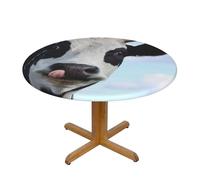 BNVSADC cute cow under white clouds Printed Round Tablecloth with Elastic Edged, S(122CM Diameter), Kitchen Water Resistant Fabric Table Cloth Dining Table Decoration Table Covers