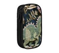 BNVSADC Cute Dinosaur Printed Pencil Case for Girls Boys, Large Capacity Pencil Pouch Cute Pencil Box Adult Makeup Bag with 2 Compartments, Black