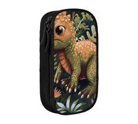 BNVSADC Cute Dinosaur Printed Pencil Case for Girls Boys, Large Capacity Pencil Pouch Cute Pencil Box Adult Makeup Bag with 2 Compartments, Black