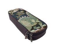 BNVSADC Cute Dinosaur Printed PU Leather Flip Pencil Case, Cute Pencil Box Pen Bag Stationery Organizer Makeup Bag for School Office Travel