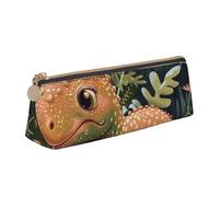 BNVSADC Cute Dinosaur Printed Triangle Pencil Case Leather Pencil Pouch Cute Stationery Pencil Pen Bag for School Office Travel