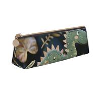 BNVSADC Cute Dinosaur Printed Triangle Pencil Case Leather Pencil Pouch Cute Stationery Pencil Pen Bag for School Office Travel