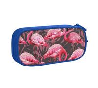 BNVSADC Cute Flamingo Pattern Printed Pencil Case Large Pen Bag Cute Pencil Box Pouch Office School Stationery Organizer for Girls Boys, Blue