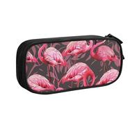 BNVSADC Cute Flamingo Pattern Printed Pencil Case Large Pen Bag Cute Pencil Box Pouch Office School Stationery Organizer for Girls Boys, Black