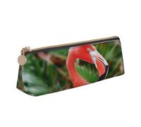 BNVSADC Cute Flamingo Printed Triangle Pencil Case Leather Pencil Pouch Cute Stationery Pencil Pen Bag for School Office Travel