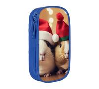 BNVSADC Cute Guinea Pigs Wearing Christmas hat Printed Pencil Case for Girls Boys, Large Capacity Pencil Pouch Cute Pencil Box Adult Makeup Bag with 2 Compartments, Blue