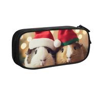 BNVSADC Cute Guinea Pigs Wearing Christmas hat Printed Pencil Case Large Pen Bag Cute Pencil Box Pouch Office School Stationery Organizer for Girls Boys, Black