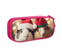 BNVSADC Cute Guinea Pigs Wearing Christmas hat Printed Pencil Case Large Pen Bag Cute Pencil Box Pouch Office School Stationery Organizer for Girls Boys, Pink