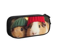 BNVSADC Cute Guinea Pigs Wearing hat Printed Pencil Case Large Pen Bag Cute Pencil Box Pouch Office School Stationery Organizer for Girls Boys, Black