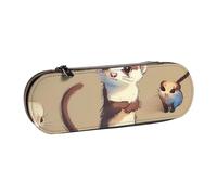 BNVSADC Cute Hairy Ferret Printed Leather Pencil Pen Case & Makeup Bag - Stylish Hard Shell Pencil Bag Stationery Organizer Pouch for School Office Travel