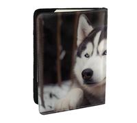 BNVSADC Cute Husky Dog Printed Passport Holder Travel PU Leather Passport Cover Case Organiser for Men Women, 6.5 inch