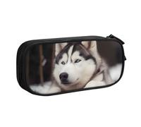 BNVSADC Cute Husky Dog Printed Pencil Case Large Pen Bag Cute Pencil Box Pouch Office School Stationery Organizer for Girls Boys, Black