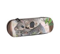 BNVSADC Cute Koala MOM and Baby Printed Leather Pencil Pen Case & Makeup Bag - Stylish Hard Shell Pencil Bag Stationery Organizer Pouch for School Office Travel