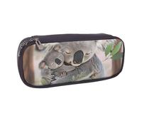BNVSADC Cute Koala MOM and Baby Printed Leather Pencil Pen Case & Makeup Bag - Stylish Pencil Bag Stationery Organizer Pouch for School Office Travel