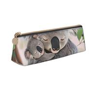 BNVSADC Cute Koala MOM and Baby Printed Triangle Pencil Case Leather Pencil Pouch Cute Stationery Pencil Pen Bag for School Office Travel