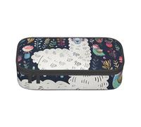 BNVSADC Cute Llama Floral Printed Pencil Case Cute Pencil Box Bag Pen Pouch Office School Stationery Organizer for School Travel Work