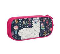 BNVSADC Cute Llama Floral Printed Pencil Case Large Pen Bag Cute Pencil Box Pouch Office School Stationery Organizer for Girls Boys, Pink