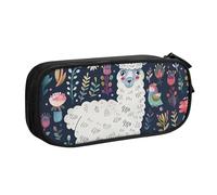 BNVSADC Cute Llama Floral Printed Pencil Case Large Pen Bag Cute Pencil Box Pouch Office School Stationery Organizer for Girls Boys, Black