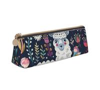 BNVSADC Cute Llama Floral Printed Triangle Pencil Case Leather Pencil Pouch Cute Stationery Pencil Pen Bag for School Office Travel
