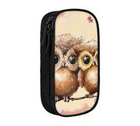 BNVSADC Cute Owls Printed Pencil Case for Girls Boys, Large Capacity Pencil Pouch Cute Pencil Box Adult Makeup Bag with 2 Compartments, Black