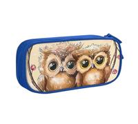 BNVSADC Cute Owls Printed Pencil Case Large Pen Bag Cute Pencil Box Pouch Office School Stationery Organizer for Girls Boys, Blue