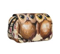 BNVSADC Cute Owls Printed Print Flip Top Double Layer Pencil Case - Large Capacity School Supplies Organizer for Students, Kids, Teens, Artists, Travel & Office Use