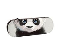 BNVSADC Cute Panda 1 Printed Leather Pencil Pen Case & Makeup Bag - Stylish Hard Shell Pencil Bag Stationery Organizer Pouch for School Office Travel