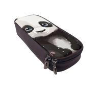 BNVSADC Cute Panda 1 Printed PU Leather Flip Pencil Case, Cute Pencil Box Pen Bag Stationery Organizer Makeup Bag for School Office Travel