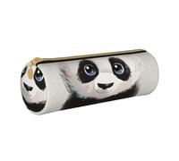 BNVSADC Cute Panda 1 Printed Round Pencil Case Leather Pencil Pouch Cute Stationery Pencil Pen Bag for School Office Travel